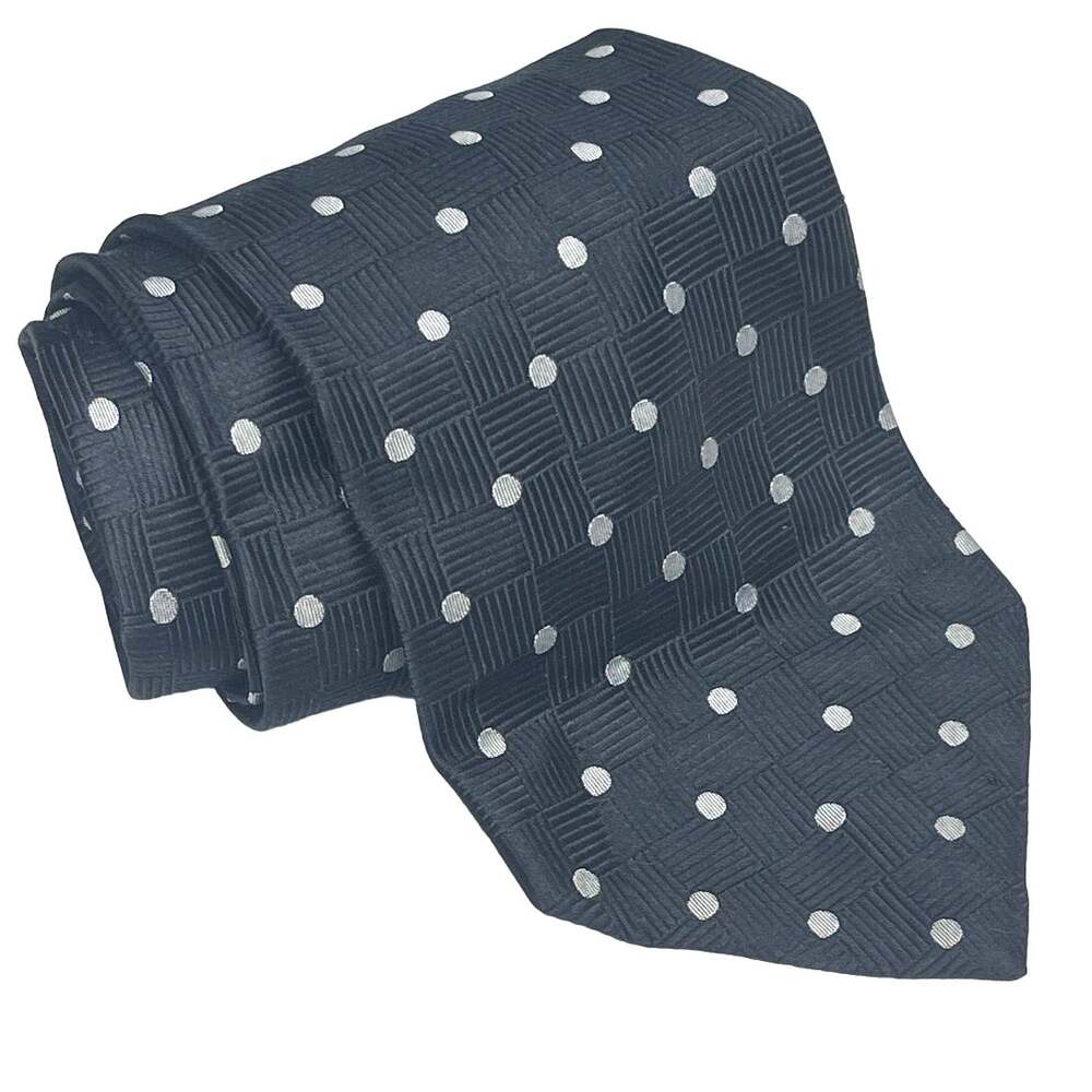 GEOFFREY BEENE - Silk Tie - Black Gray Polka Dot - Made in U.S.A
